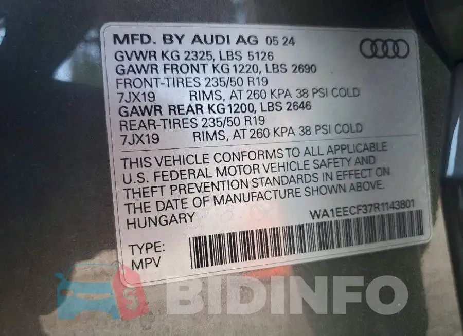 WA1EECF37R1143801 Photo# 12