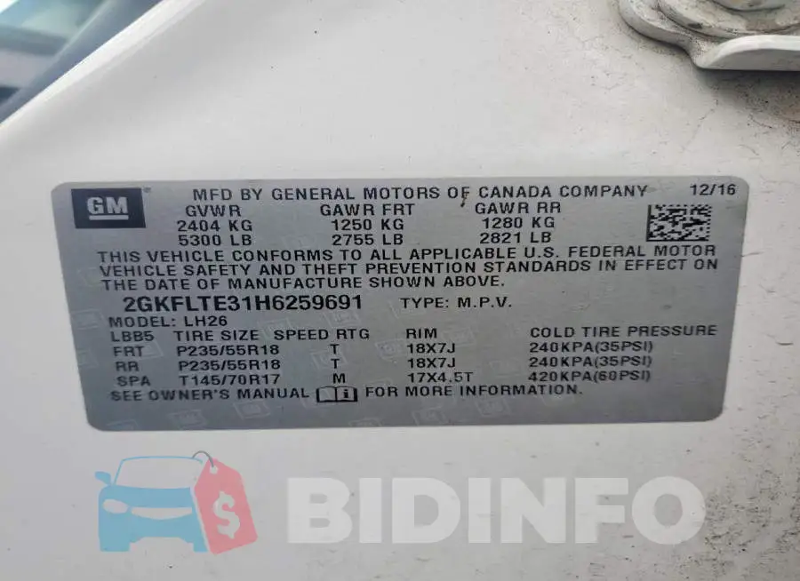 2GKFLTE31H6259691 Photo# 13