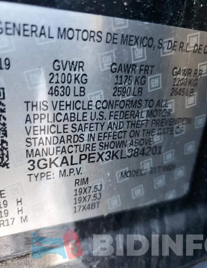 3GKALPEX3KL384201 Photo# 13