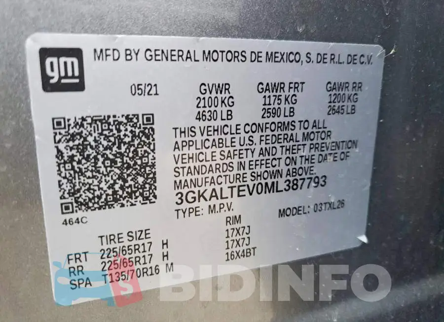 3GKALTEV0ML387793 Photo# 14