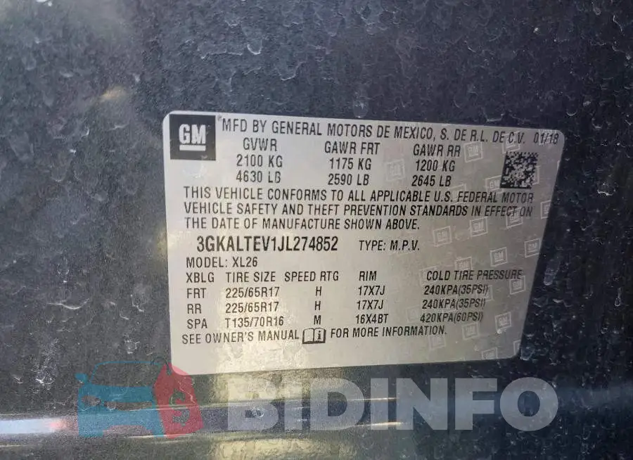 3GKALTEV1JL274852 Photo# 13