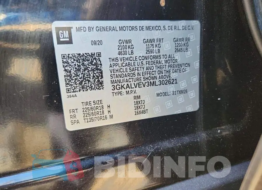 3GKALVEV3ML302621 Photo# 12
