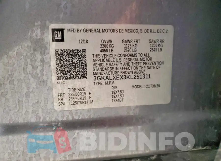3GKALXEX3KL251311 Photo# 13