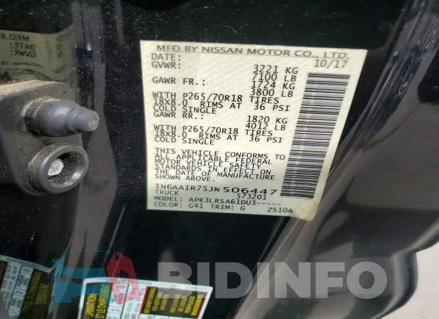 1N6AA1R75JN506447 Photo# 13