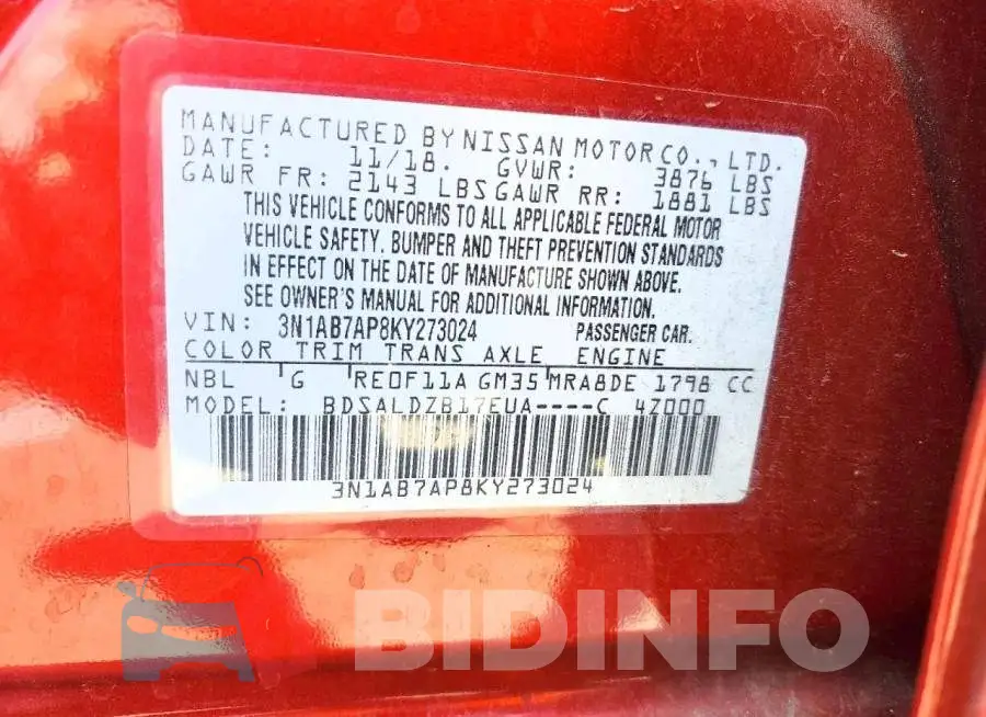 3N1AB7AP8KY273024 Photo# 12