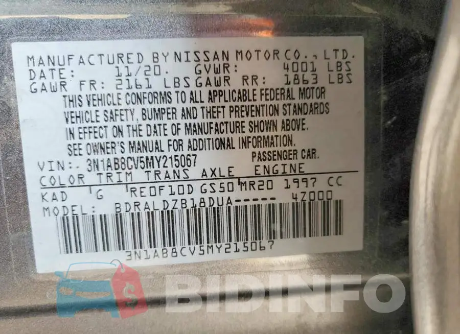 3N1AB8CV5MY215067 Photo# 12