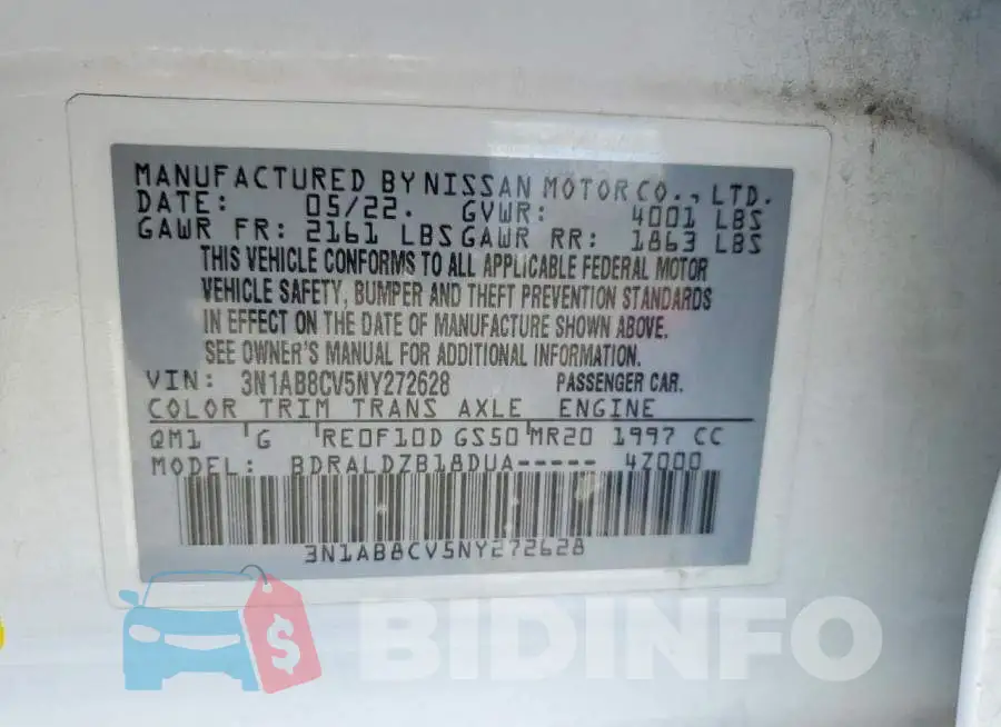 3N1AB8CV5NY272628 Photo# 13