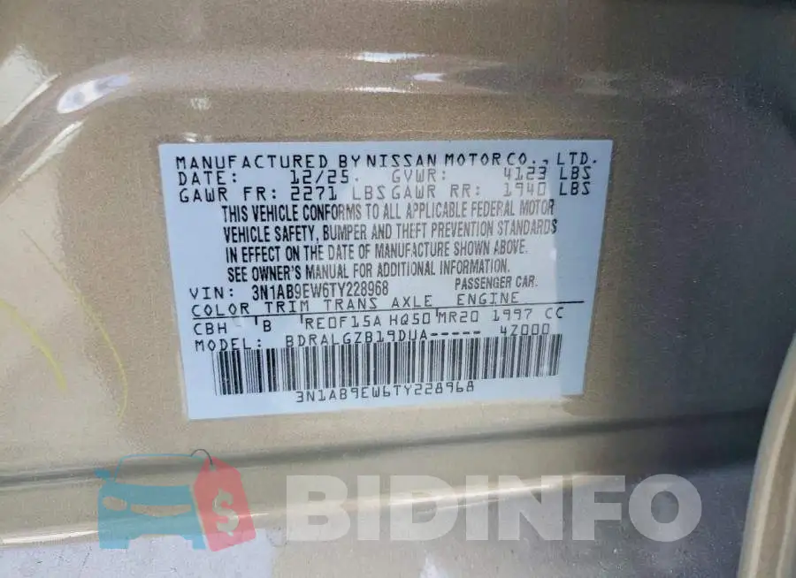 3N1AB9EW6TY228968 Photo# 12