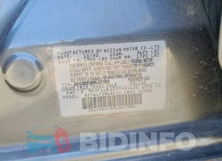 3N1CN8EV8ML821988 Photo# 13
