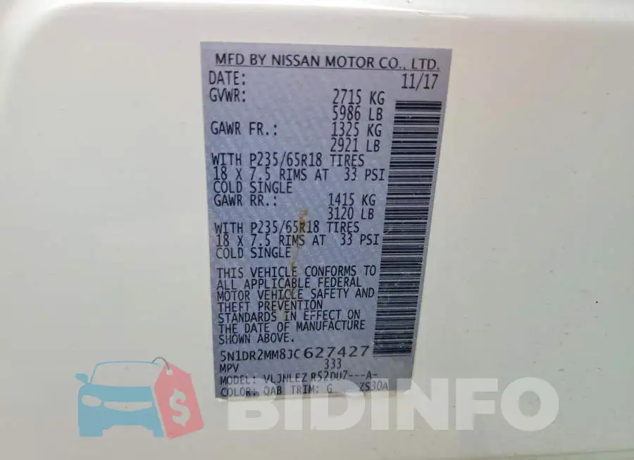 5N1DR2MM8JC627427 Photo# 13