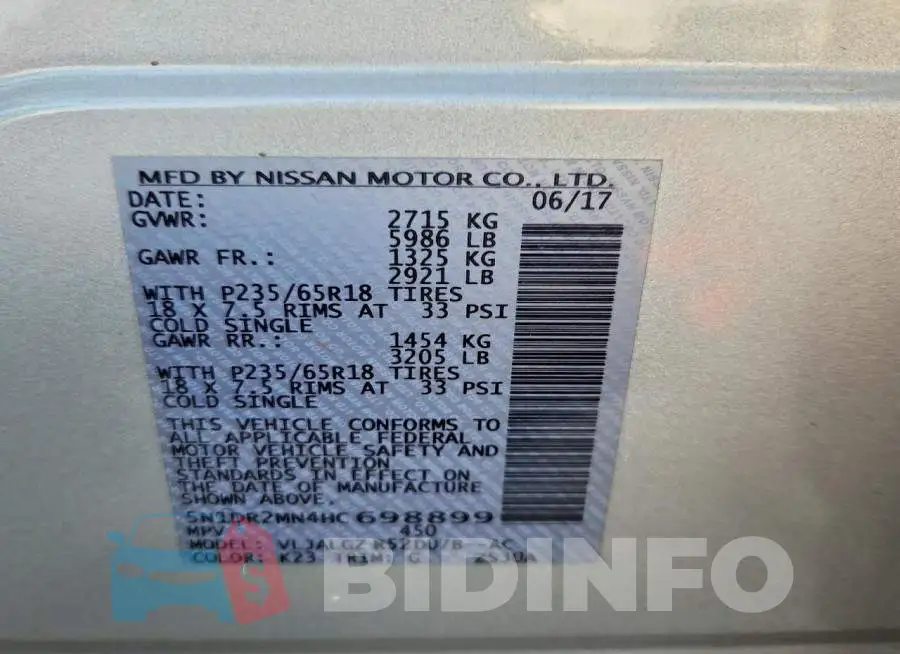 5N1DR2MN4HC698899 Photo# 13