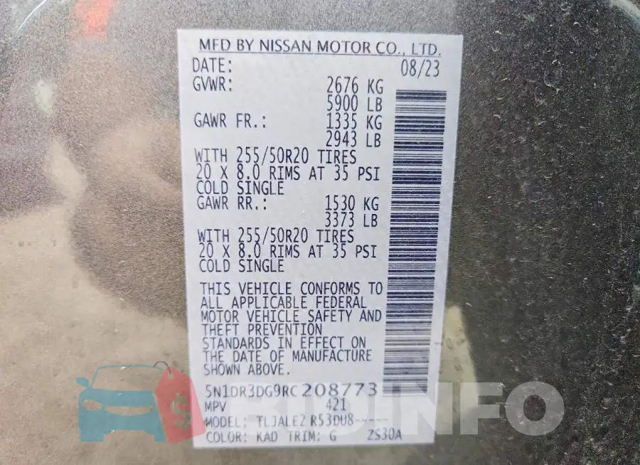 5N1DR3DG9RC208773 Photo# 13