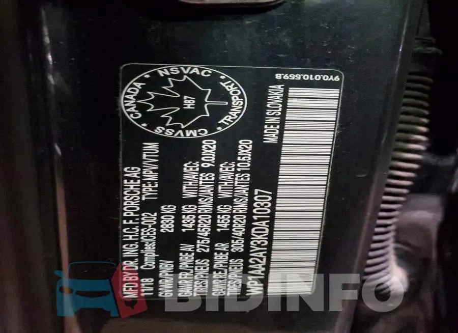 WP1AA2AY3KDA10307 Photo# 13