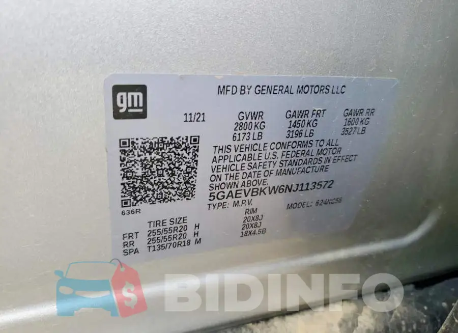 5GAEVBKW6NJ113572 Photo# 13