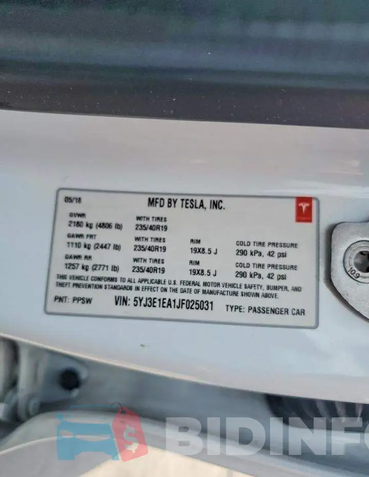 5YJ3E1EA1JF025031 Photo# 12