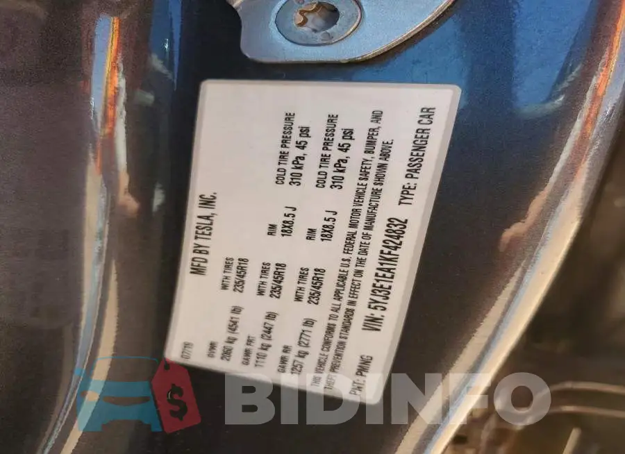 5YJ3E1EA1KF424832 Photo# 12
