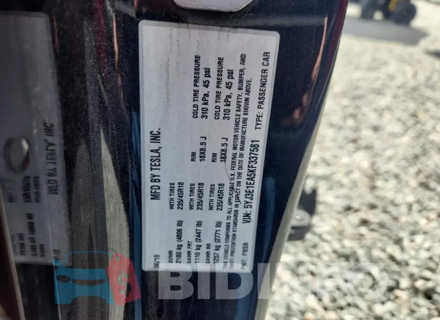 5YJ3E1EA5KF337581 Photo# 13
