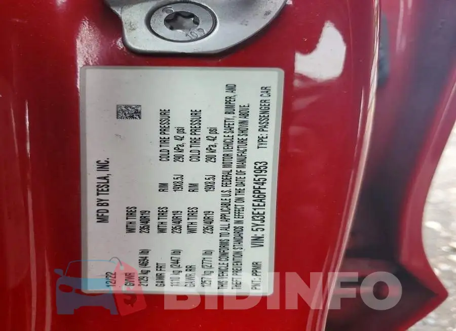 5YJ3E1EA6PF451953 Photo# 12