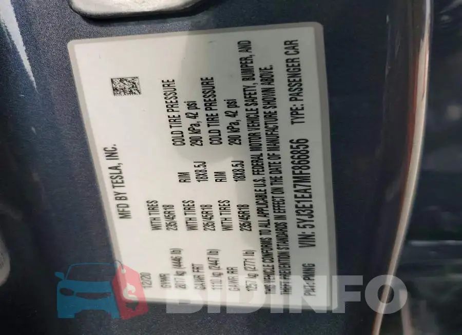 5YJ3E1EA7MF866856 Photo# 12