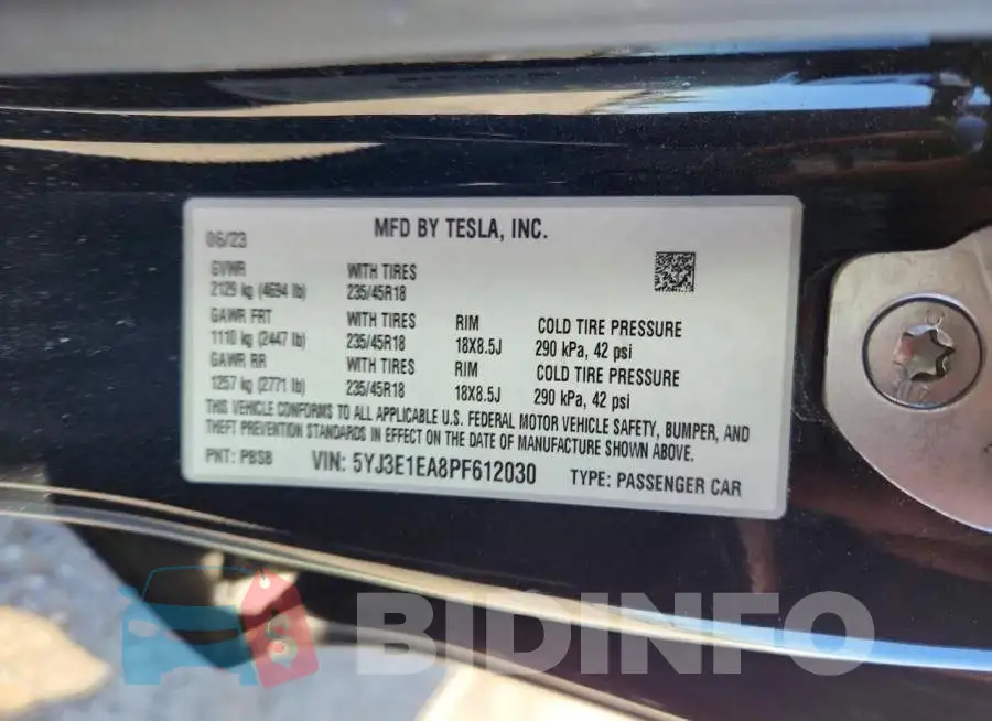 5YJ3E1EA8PF612030 Photo# 12
