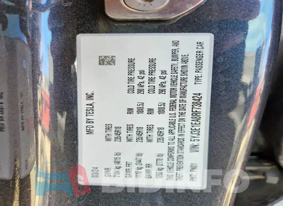 5YJ3E1EA8RF738424 Photo# 12
