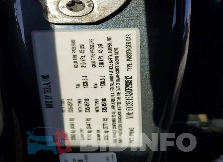 5YJ3E1EA9KF298512 Photo# 12