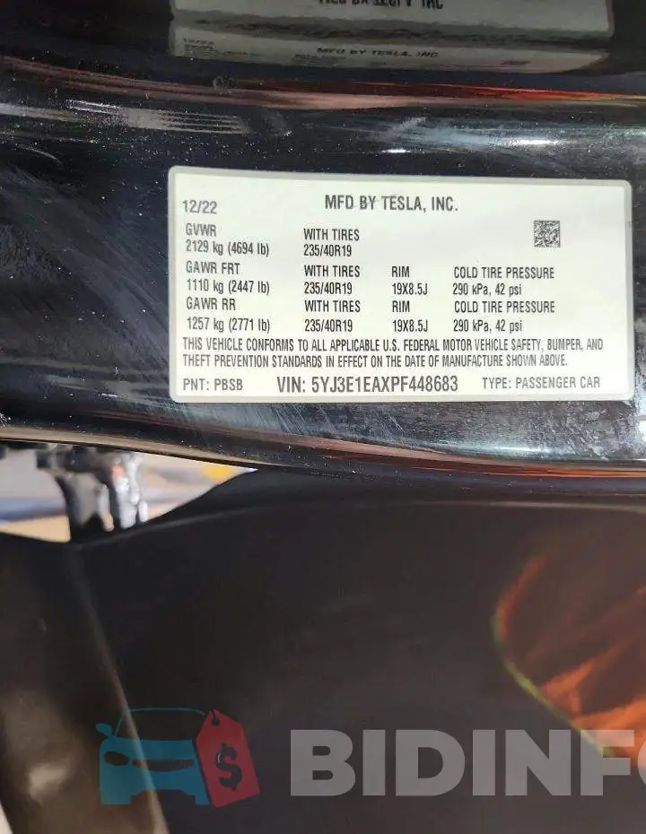 5YJ3E1EAXPF448683 Photo# 13