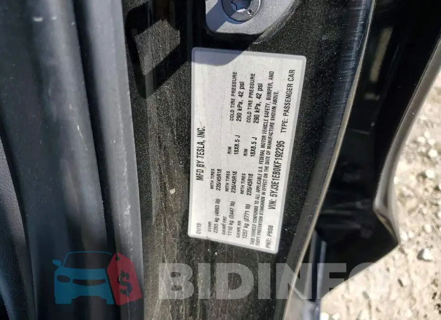 5YJ3E1EB0KF192295 Photo# 12