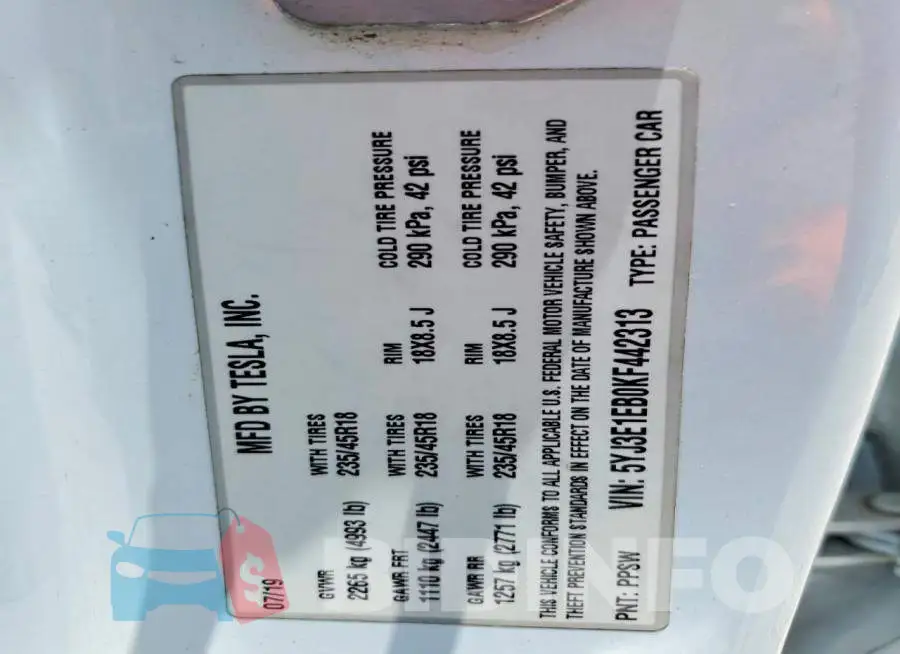 5YJ3E1EB0KF442313 Photo# 12