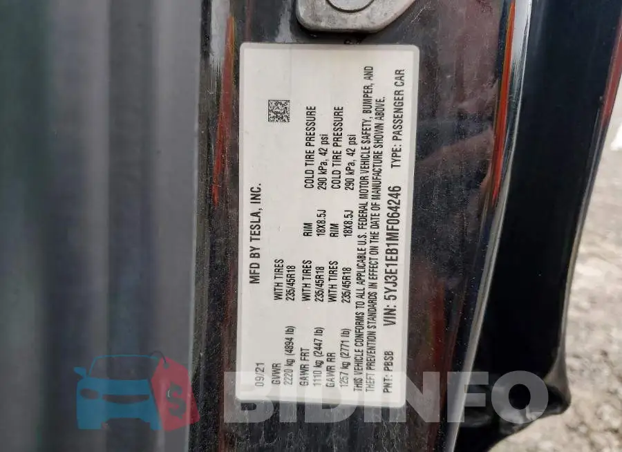 5YJ3E1EB1MF064246 Photo# 13