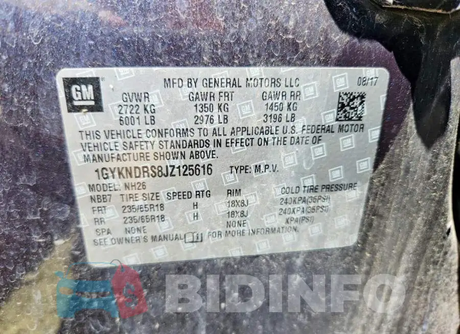 1GYKNDRS8JZ125616 Photo# 13