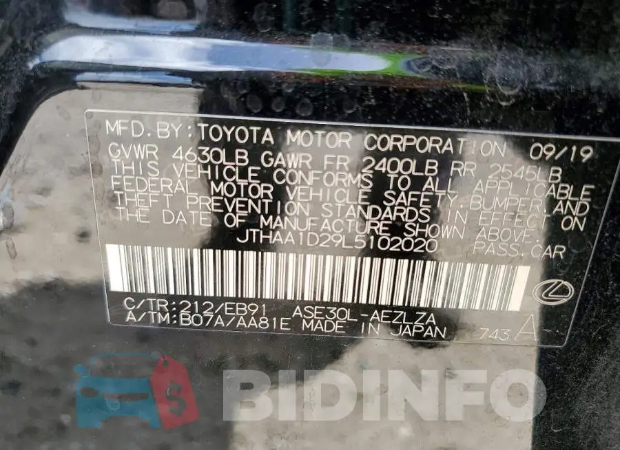 JTHAA1D29L5102020 Photo# 12