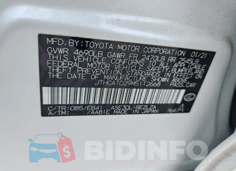 JTHCA1D29M5112668 Photo# 12