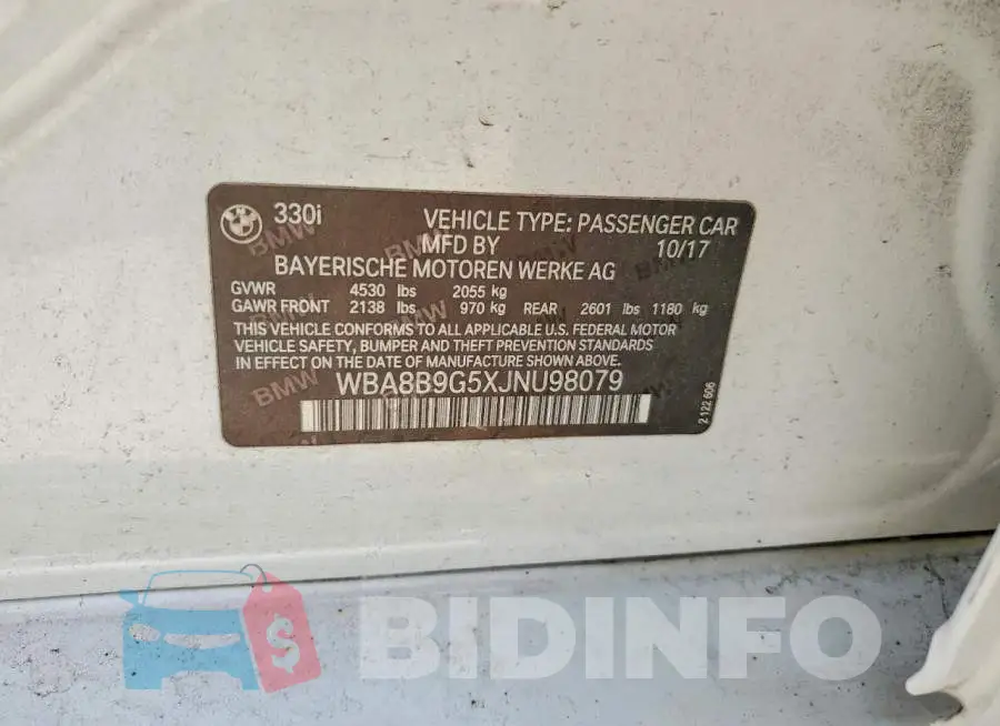 WBA8B9G5XJNU98079 Photo# 12