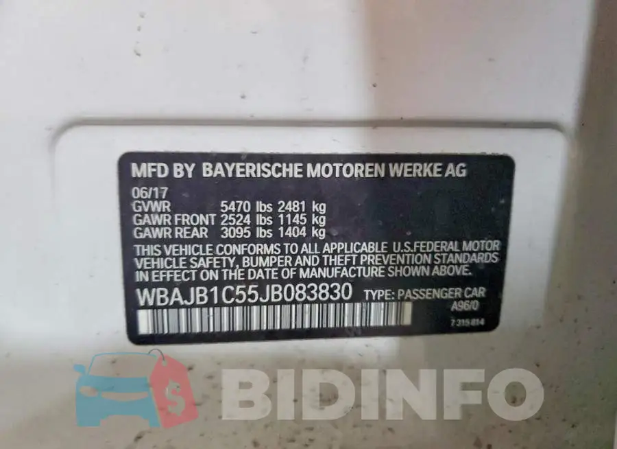 WBAJB1C55JB083830 Photo# 12