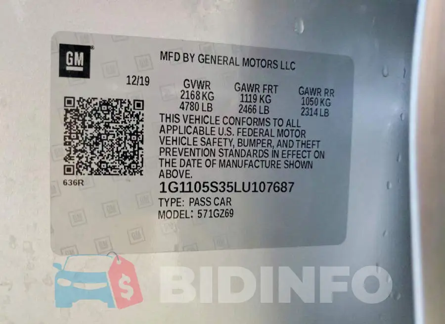 1G1105S35LU107687 Photo# 12