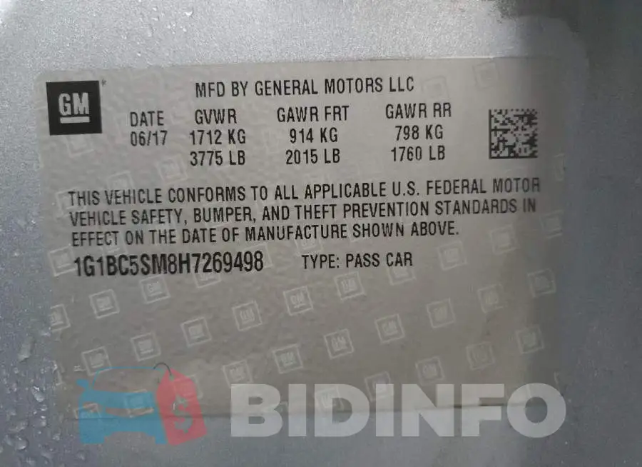 1G1BC5SM8H7269498 Photo# 13