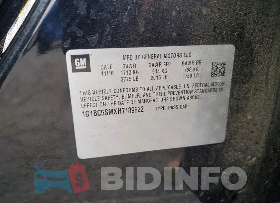 1G1BC5SMXH7189622 Photo# 12