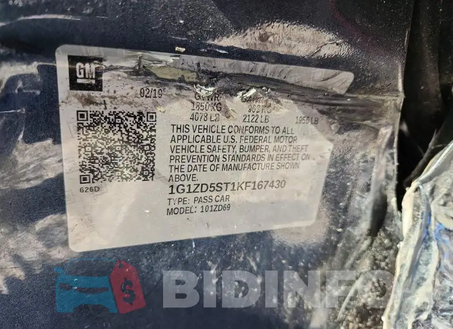 1G1ZD5ST1KF167430 Photo# 11