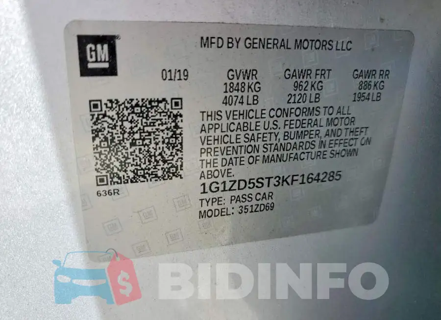 1G1ZD5ST3KF164285 Photo# 12