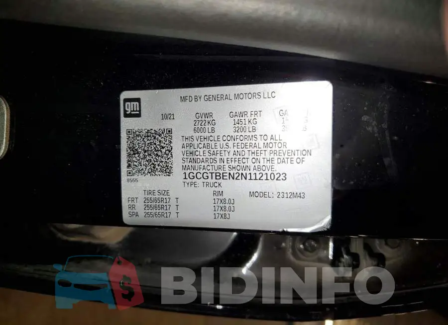 1GCGTBEN2N1121023 Photo# 12