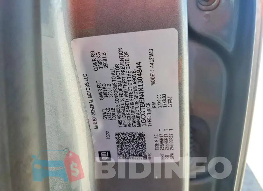 1GCGTBEN4N1304844 Photo# 13