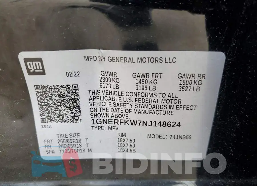 1GNERFKW7NJ148624 Photo# 13