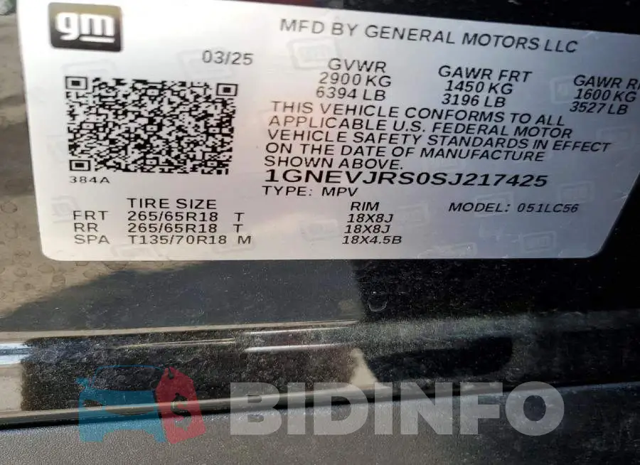 1GNEVJRS0SJ217425 Photo# 14