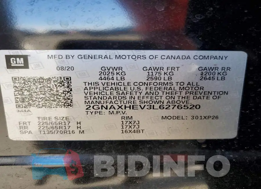 2GNAXHEV3L6276520 Photo# 13