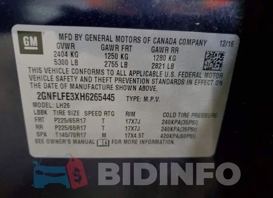 2GNFLFE3XH6265445 Photo# 14