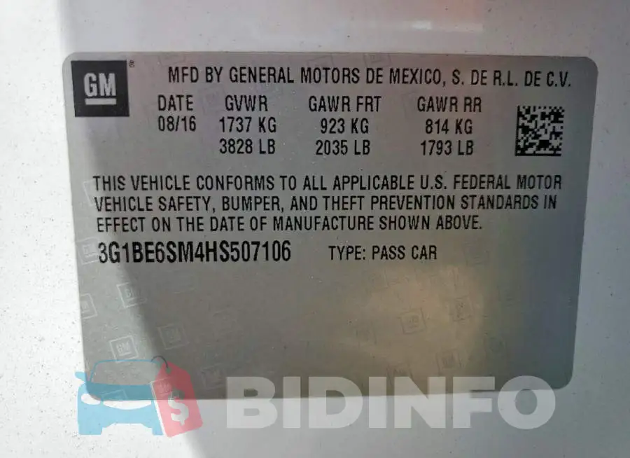 3G1BE6SM4HS507106 Photo# 13