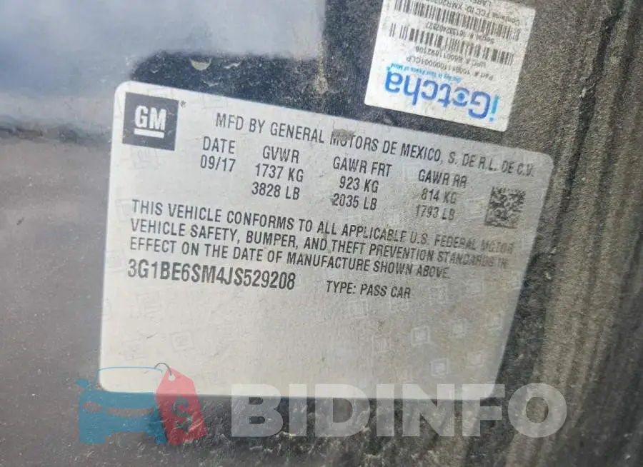 3G1BE6SM4JS529208 Photo# 12