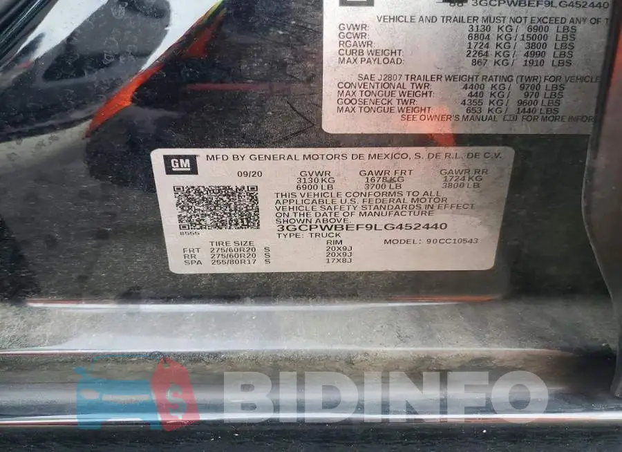 3GCPWBEF9LG452440 Photo# 12