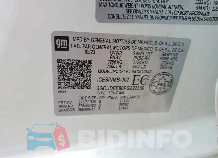 3GCUDEE80PG222156 Photo# 12